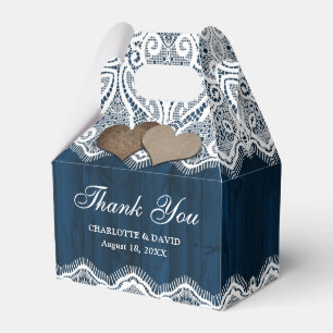 Ballotins Rustique Pays dentelle de bois Marine Mariage bleu