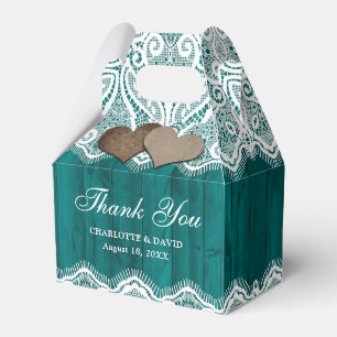 Ballotins Rustique Pays Dentelle en bois Mariage Turquoise