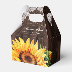 Ballotins Rustique Pays Mariage de tournesol de bois Merci