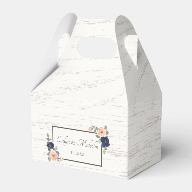 Ballotins Rustique Pays Marine Bleu et Pêcher Floral Mariage (Verso)