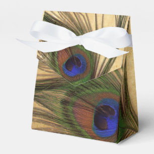 Ballotins Rustique Peacock Plumes boîte de faveur de mariage