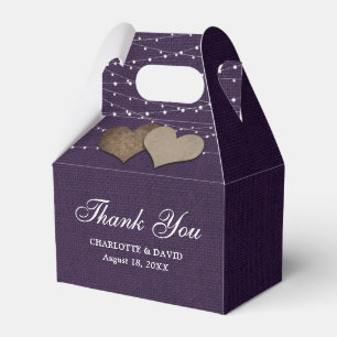 Ballotins Rustique Purple Burlap Boîte de Faveur de mariage