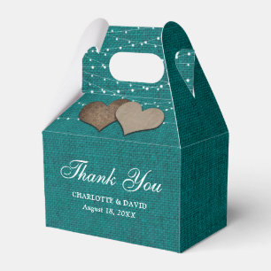 Ballotins Rustique Turquoise Burlap boîte de mariage Favor