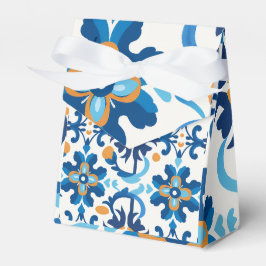 Ballotins Sac cadeau Floral bleu et Brown avec couvercle