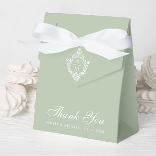 Ballotins Sage Green Mariage Monogramme Crest Merci Script