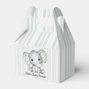 Ballotins Sage Vert Aquarelle Eléphant Baby shower neutre