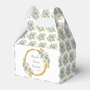 Ballotins Sage Vert et or Elegant Fleurs Sweet sixteen