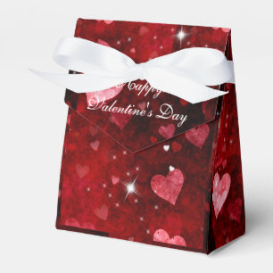 Ballotins Saint Valentin, satin rouge, coeur et étincelle,
