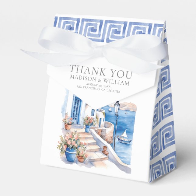 Ballotins Santorin Grèce Mariage personnalisé minimaliste (Verso)