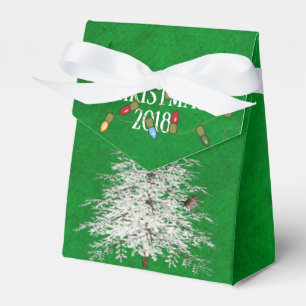 Ballotins sapin de Noël blanc avec oiseau et cloches