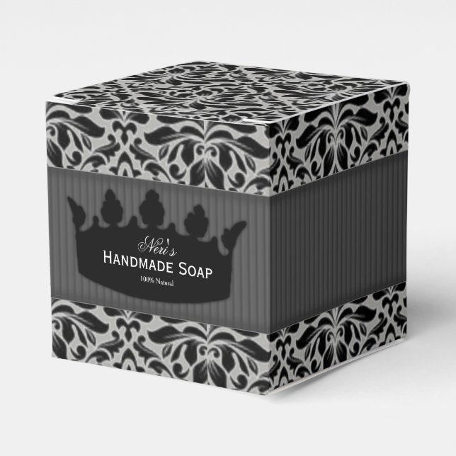 Ballotins Savon artisanal gris et noir Damas (Verso)