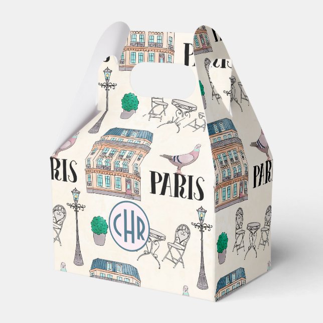 Ballotins Scène de la rue de Paris | Monogramme aquarelle (Arrière)