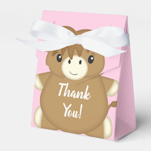 Ballotins Scottish Highland Baby shower de vache rose (Verso)