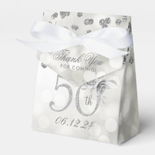 Ballotins Silver 50e anniversaire Merci Lumières florales
