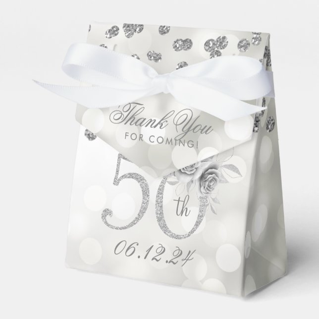 Ballotins Silver 50e anniversaire Merci Lumières florales (Verso)