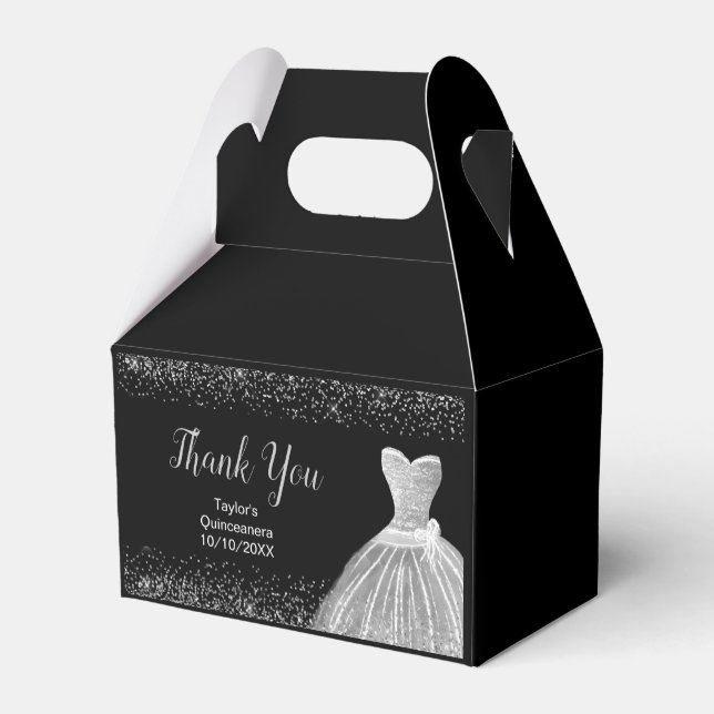 Ballotins Silver Dress Faux Glitter Quinceanera  (Arrière)