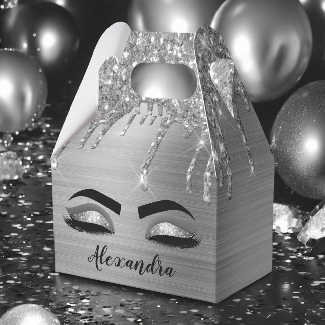 Ballotins Silver Glitter Sparkle Eyelashes Monogram (Créateur téléchargé)