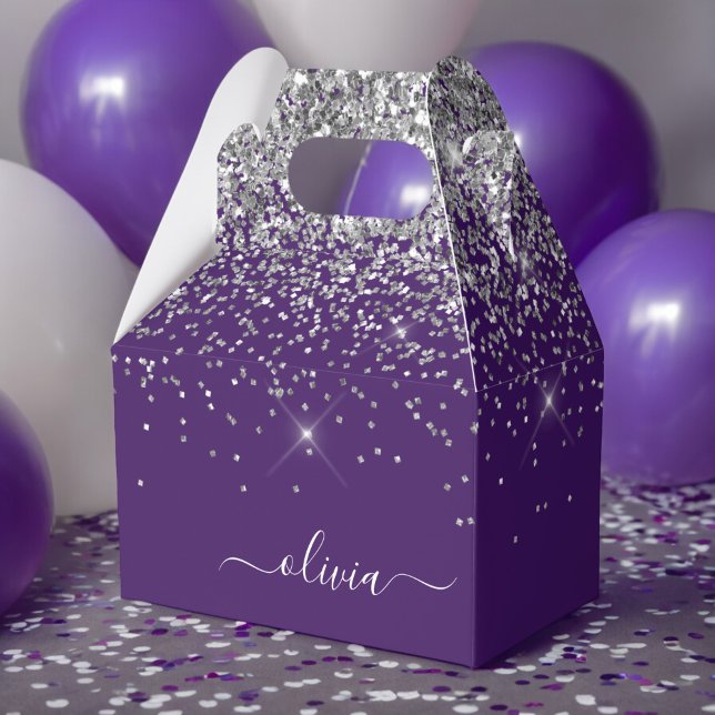 Ballotins Silver Purple Parties scintillant Girl Monogramme  (Créateur téléchargé)
