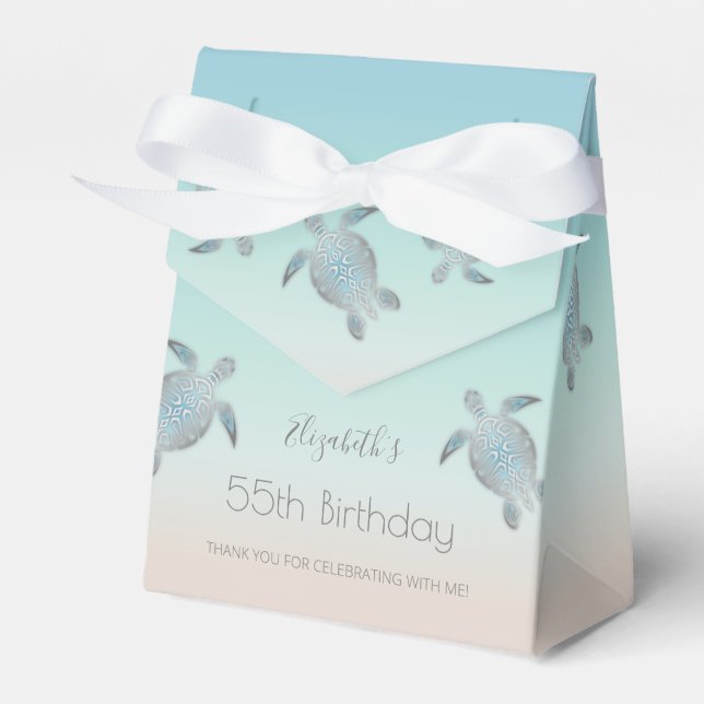 Ballotins Silver Sea Turtles Custom Birthday Thank You (Verso)