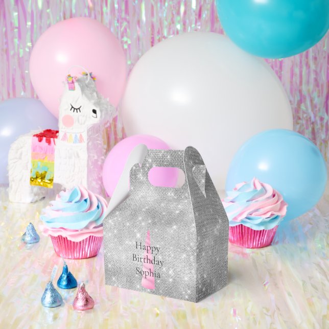 Ballotins Silver Sparkle rose Glam Unicorn Anniversaire (Fête)