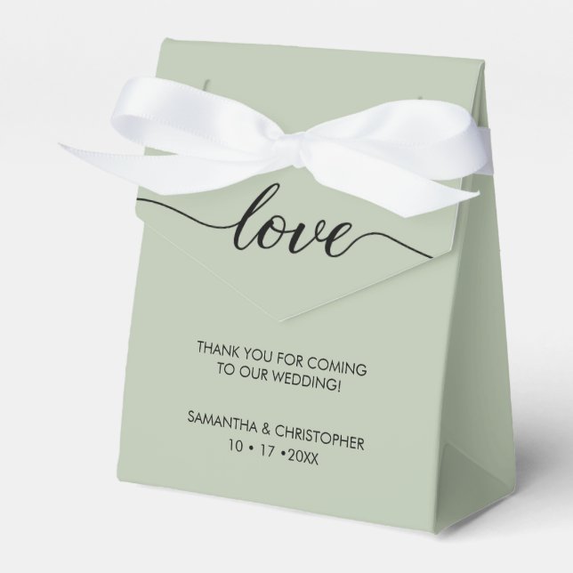 Ballotins Simple & Elegant Love Wedding ScrIpt Sage green  (Verso)