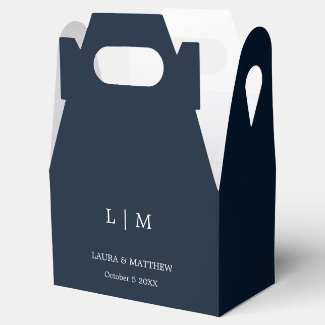 Ballotins Simple Elegant Mariage de monogramme bleu marine (Ouvert)