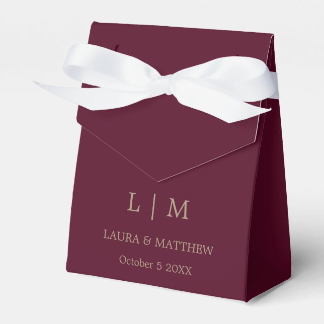 Ballotins Simple Elegant Mariage Monogramme Bourgogne (Verso)