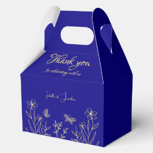 Ballotins Simple élégante fleur or royal bleu mariage