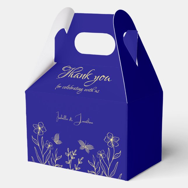 Ballotins Simple élégante fleur or royal bleu mariage (Recto)
