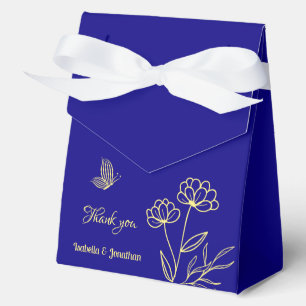 Ballotins Simple élégante fleur or royal bleu mariage
