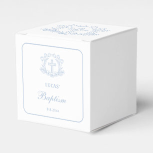 Ballotins Simple Floral Croix Bleue Baptême Cube