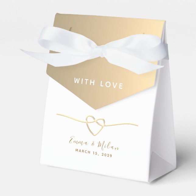 Ballotins Simple Gold Calligraphie boîte de mariage Favor (Verso)