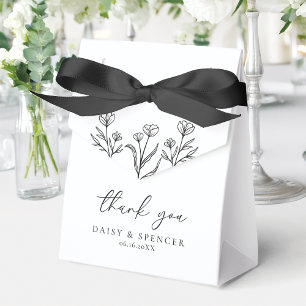 Ballotins Simple Mariage Floral noir et blanc
