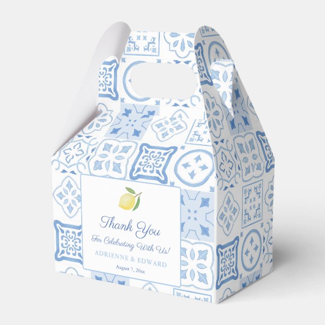 Ballotins Simple Wedding shower Citron Bleu Et Blanc Carrela (Verso)