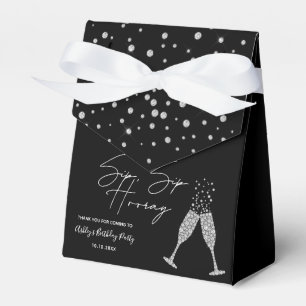 Ballotins Sip Sip Hooray Moderne Noir & Blanc Citation Anniv