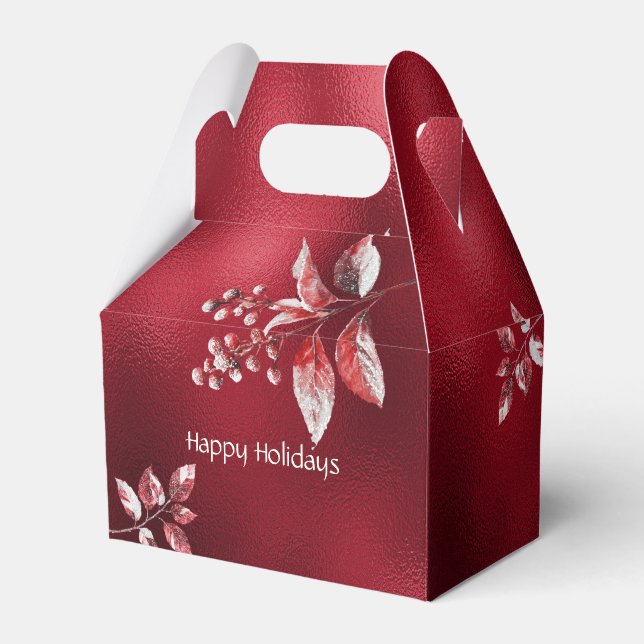 Ballotins Snowy Red Feuilles Noël boîte cadeau de vacances (Verso)