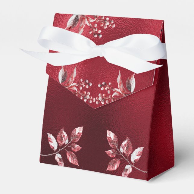 Ballotins Snowy Red Feuilles Noël boîte cadeau de vacances (Verso)