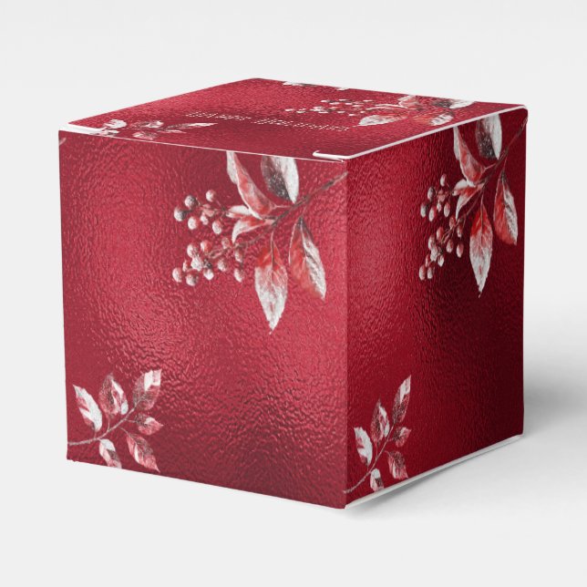 Ballotins Snowy Red Feuilles Noël boîte cadeau de vacances (Verso)