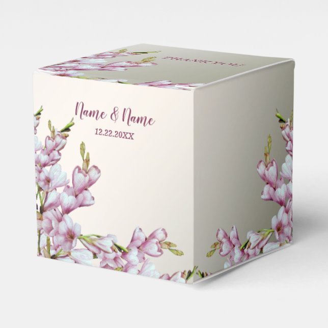 Ballotins Soirée de mariage Cadeau rose Fleurs blanches élég (Verso)