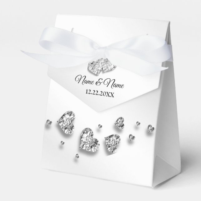 Ballotins Soirée de mariage Coeurs d'argent Grey Élégant (Verso)