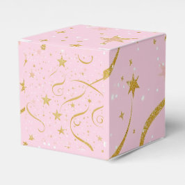 Ballotins Starry Gift - Boîte à cube rose et or étoile