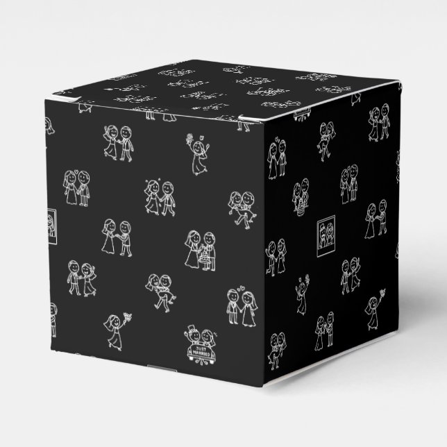 Ballotins Stick Figure Wedding Moments – White on Black Dood (Verso)