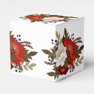 Ballotins Sticker à fleurs rouge et blanc hiver Carré Vin Bo