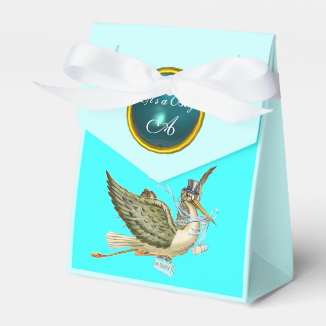 BALLOTINS STORK BÉBÉ GARÇON DOUCHE BLUE GEM PIERRE MONOGRAM (Verso)