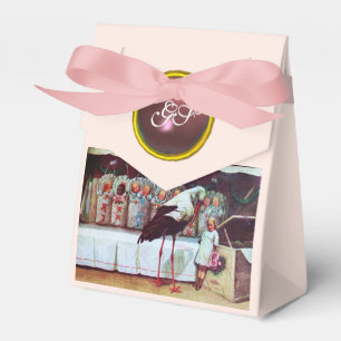 BALLOTINS STORK TWIN BÉBÉ FILLE DOUCHE ROSE GEM MONOGRAM
