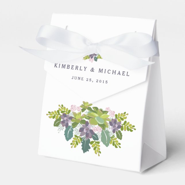 Ballotins Succulent Bouquet II Floral Mariage Favor Box (Verso)