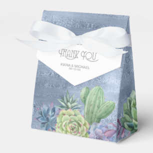 Ballotins Succulents et Mariage étincelant ID515 bleu