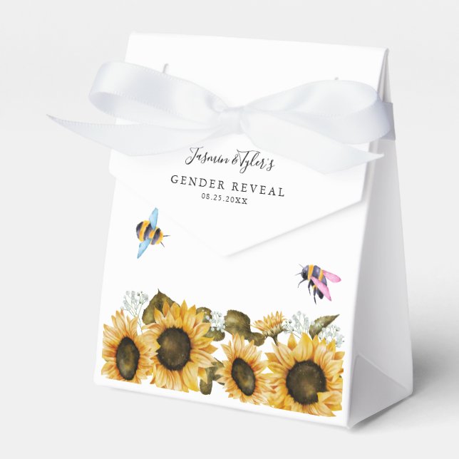 Ballotins Sunflower Bee Genre Reveal Party Favoriser boîte (Verso)