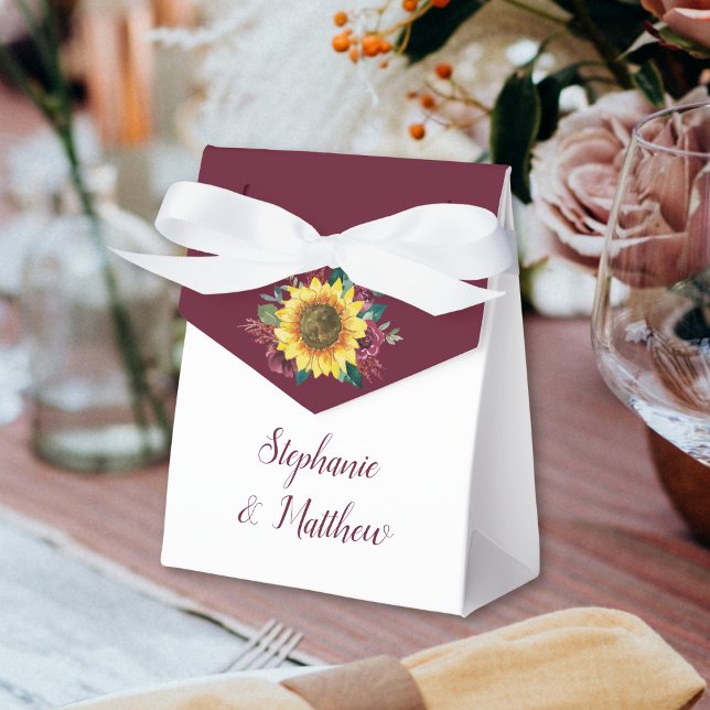 Ballotins Sunflower Bourgogne Rose Mariage géométrique Merci (Créateur téléchargé)