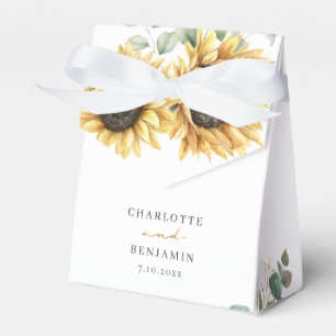 Ballotins Sunflower Eucalyptus Script Mariage floral